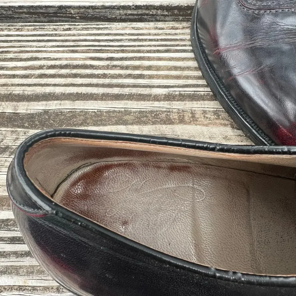 Vintage Johnston & Murphy Oxblood Plain Toe Oxford Shoes 8.5D Leather + Trees